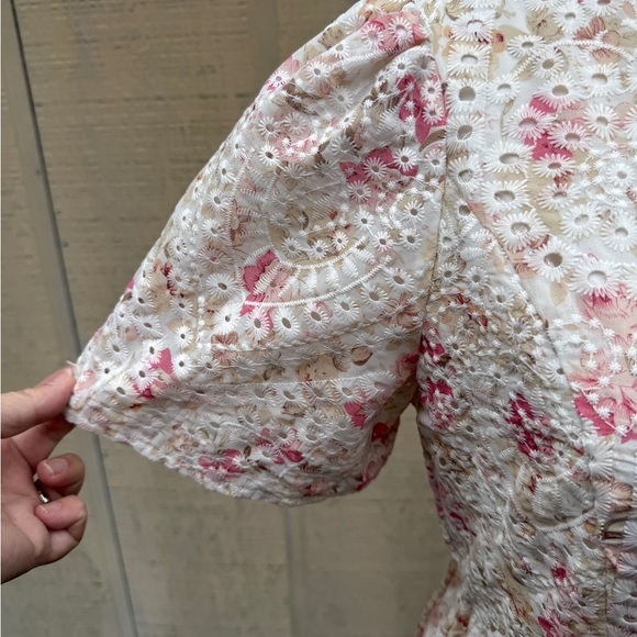 Orange Creek Pink and White Floral Eyelet Midi Dress - Picture 4 of 8